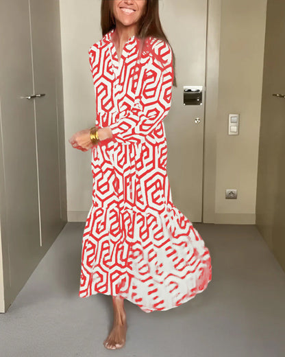 Greta – Maxi-jurk met grafisch doolhofmotief