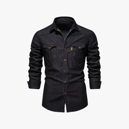 Oswald | Denim overhemd met lange mouwen en knoopsluiting voor mannen