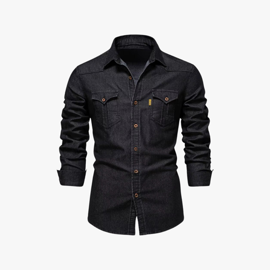 Oswald | Denim overhemd met lange mouwen en knoopsluiting voor mannen