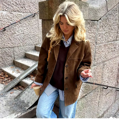 Jula - Oversized vintage luxe suède jas