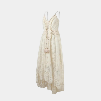 Estela - Dames zomerjurk met kanten details en v-hals