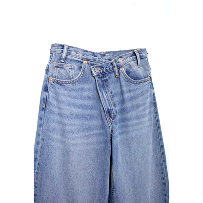 Avrila - Stijlvolle dames baggy jeans met kromme taille licht denim