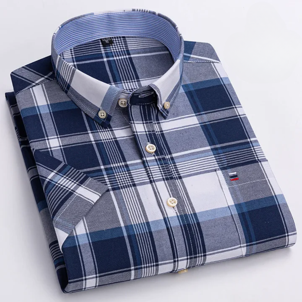 Dan – Heren overhemd met button-down kraag en verfijnde structuur