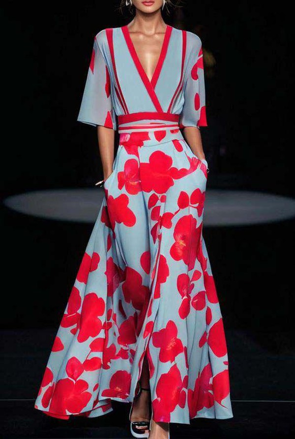 Rosalinda | Gebloemde maxi jurk met V-hals