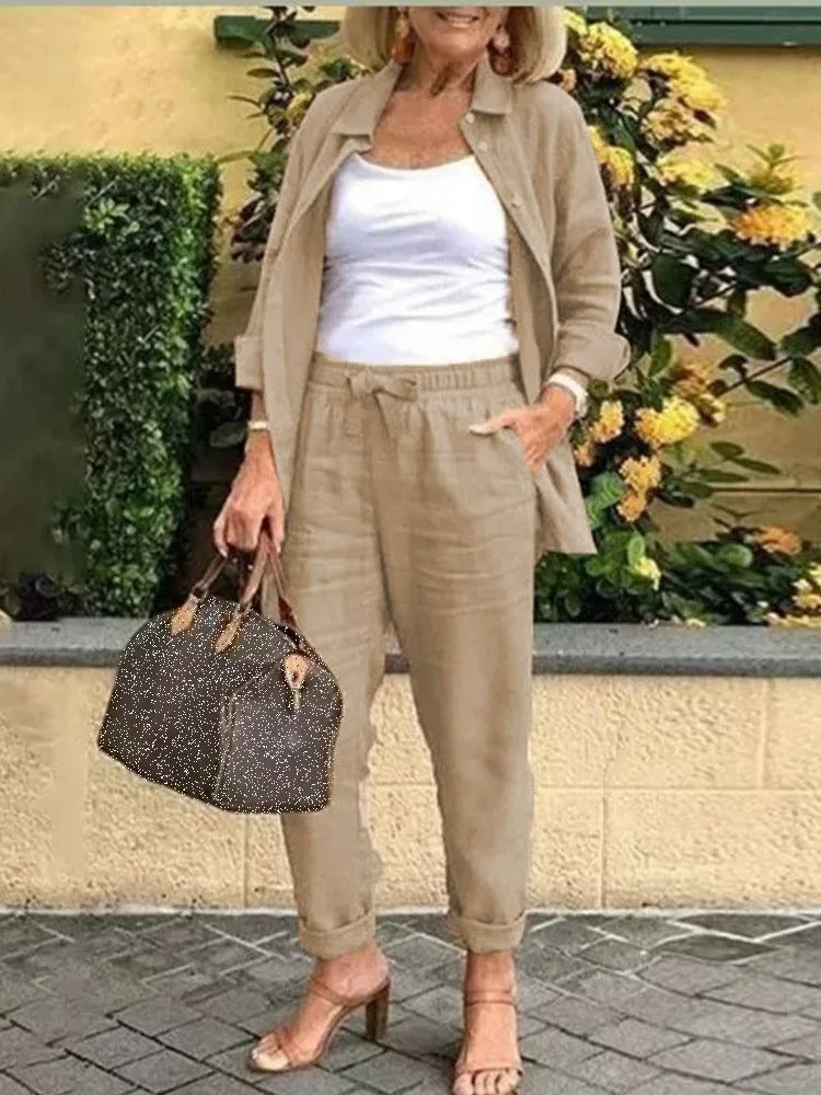 Lila – Luchtige tweedelige linnen zomer set