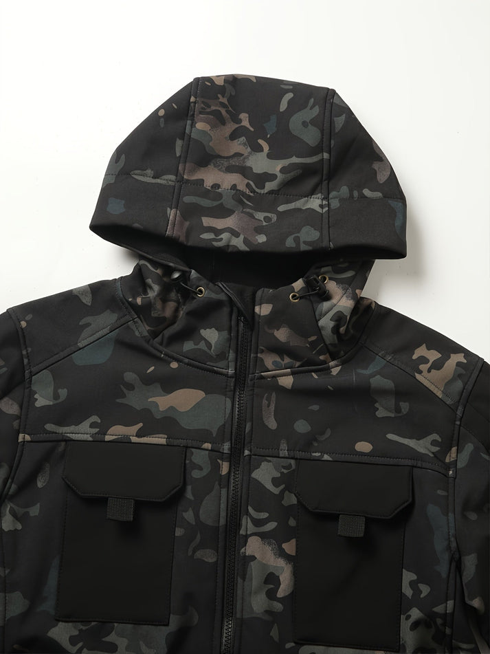 Arliss - Heren utility jas met camouflageprint en capuchon