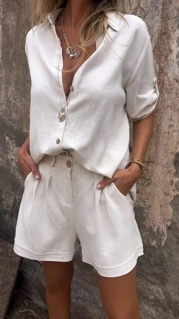Clothilde - Tweedelige zomerset met blouse en short voor dames