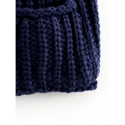 Siba - Navy gebreide blazer met knopen