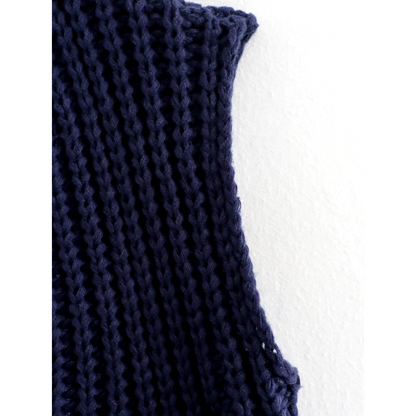Siba - Navy gebreide blazer met knopen