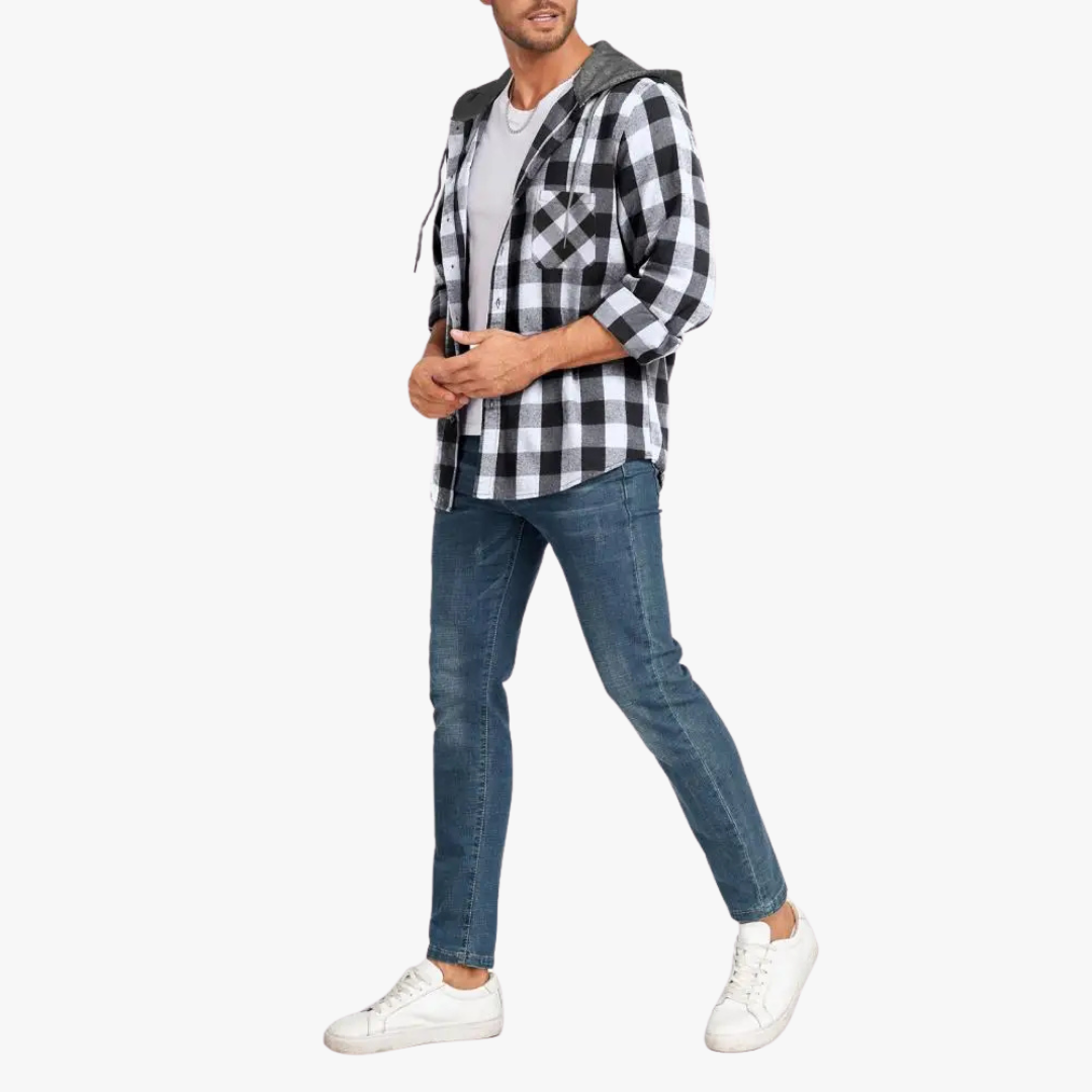 Quinby - Geruite flanellen shirt met capuchon