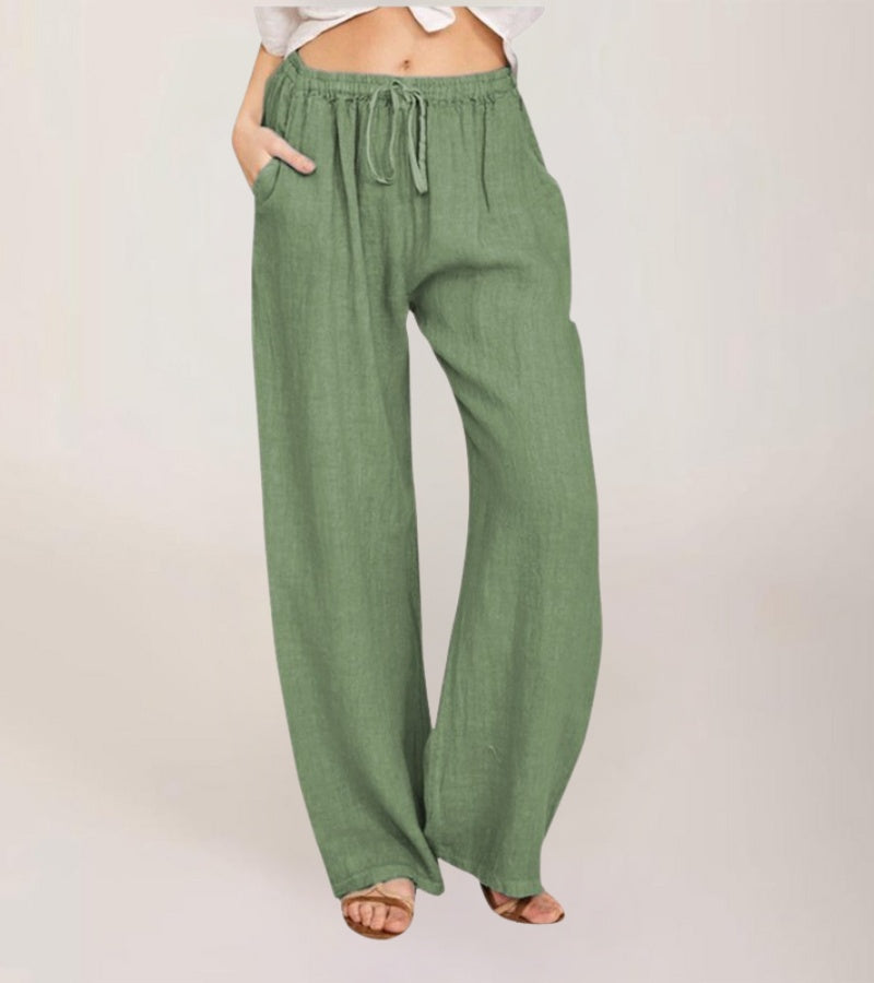 Geneviève - Luchtige high waist damesbroek met rechte pijpen