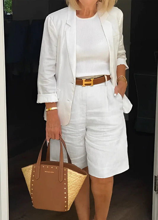 Moa - Dames blazer en short set met rechte pasvorm