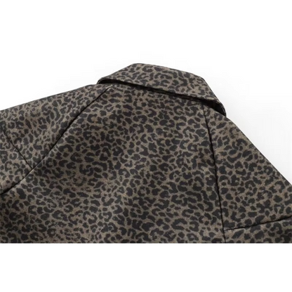 Marga - Luipaard Luxe lange wollen damesjas
