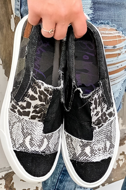 Florencia - Dames slip-on sneaker met speels patchwork ontwerp