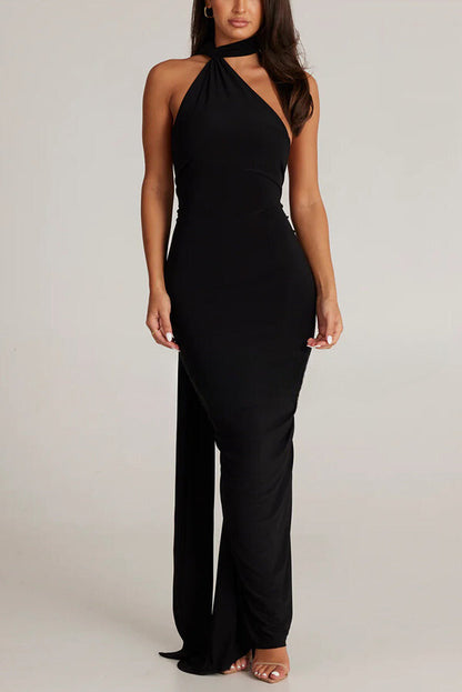 Marjorie | Dames serenity rugloze maxi jurk