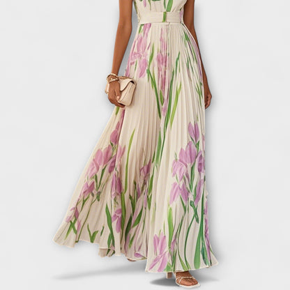 Cristiana - Mouwloze dames maxi jurk met romantische bloemenprint