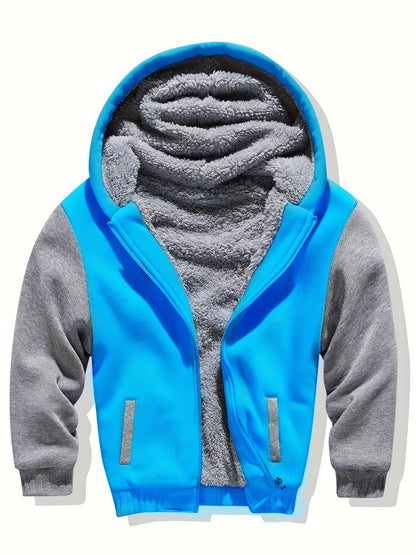 Sherpa gevoerde kinder fleece full zip hooded jacket - Josiah