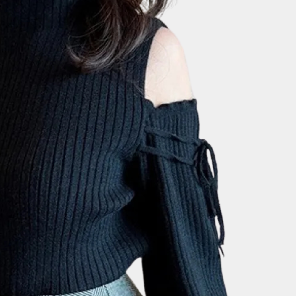 Zanna | Chique geribde trui met cold-shoulder design
