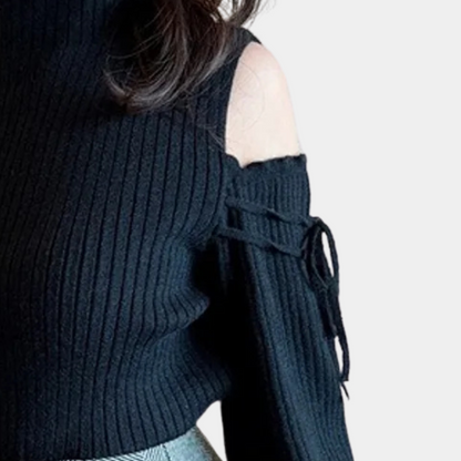 Zanna | Chique geribde trui met cold-shoulder design