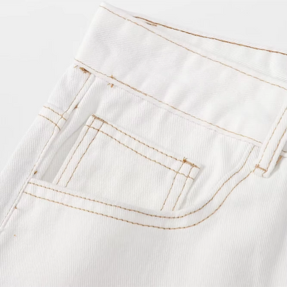 Rabiya - Wijde damesjeans met vintage gesp en hoge taille