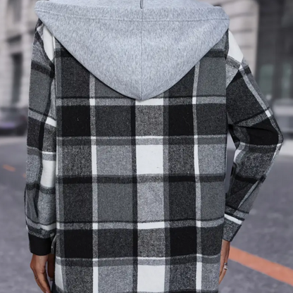 Safira - Geruite hooded cardigan voor dames