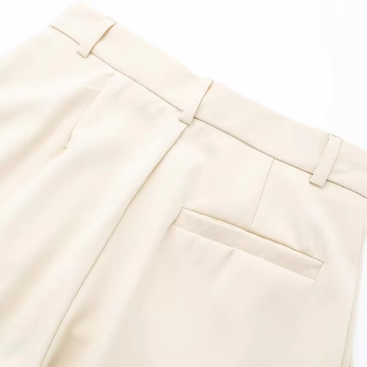 Cassie - Elegance broek met rits aan de voorkant Beige