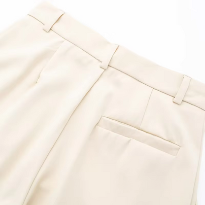 Cassie - Elegance broek met rits aan de voorkant Beige