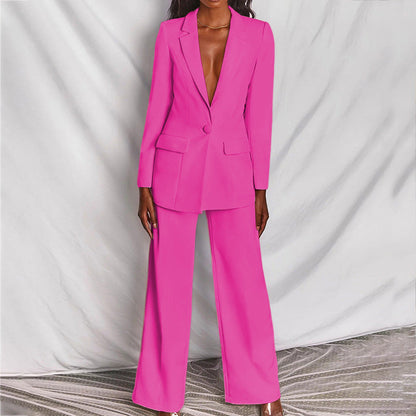 Glenda – Getailleerd damespak met blazer en wijde broek