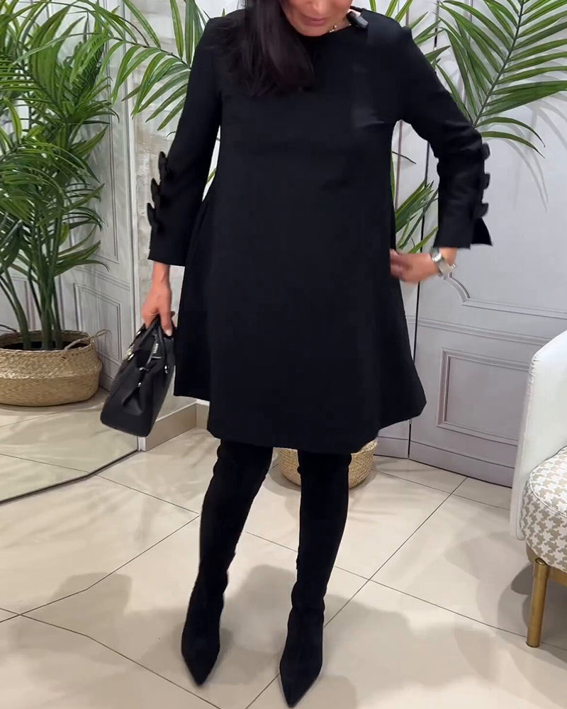 Monique - Women's A-line dress with sleeve bow detailing