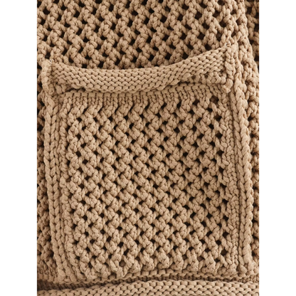 Saron - Kaki gebreid en geknoopt vest met charme