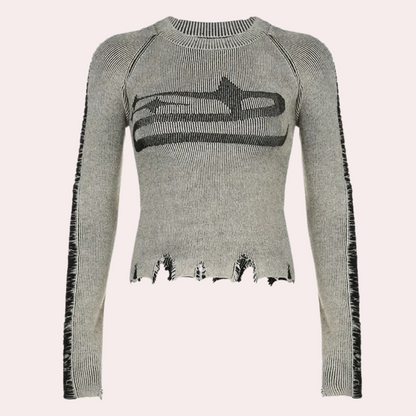 Capri | Versleten slim-fit gebreide top