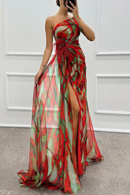 Evanthe - Asymmetrische maxi jurk met hoge split