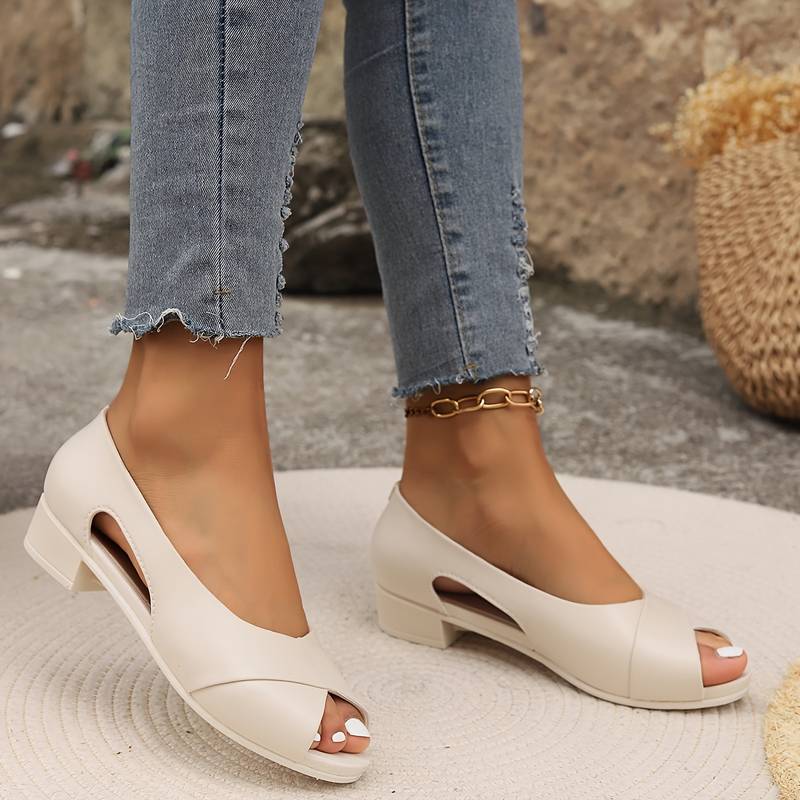 Soledad - Open peep-toe instapschoenen met lage hak voor dames
