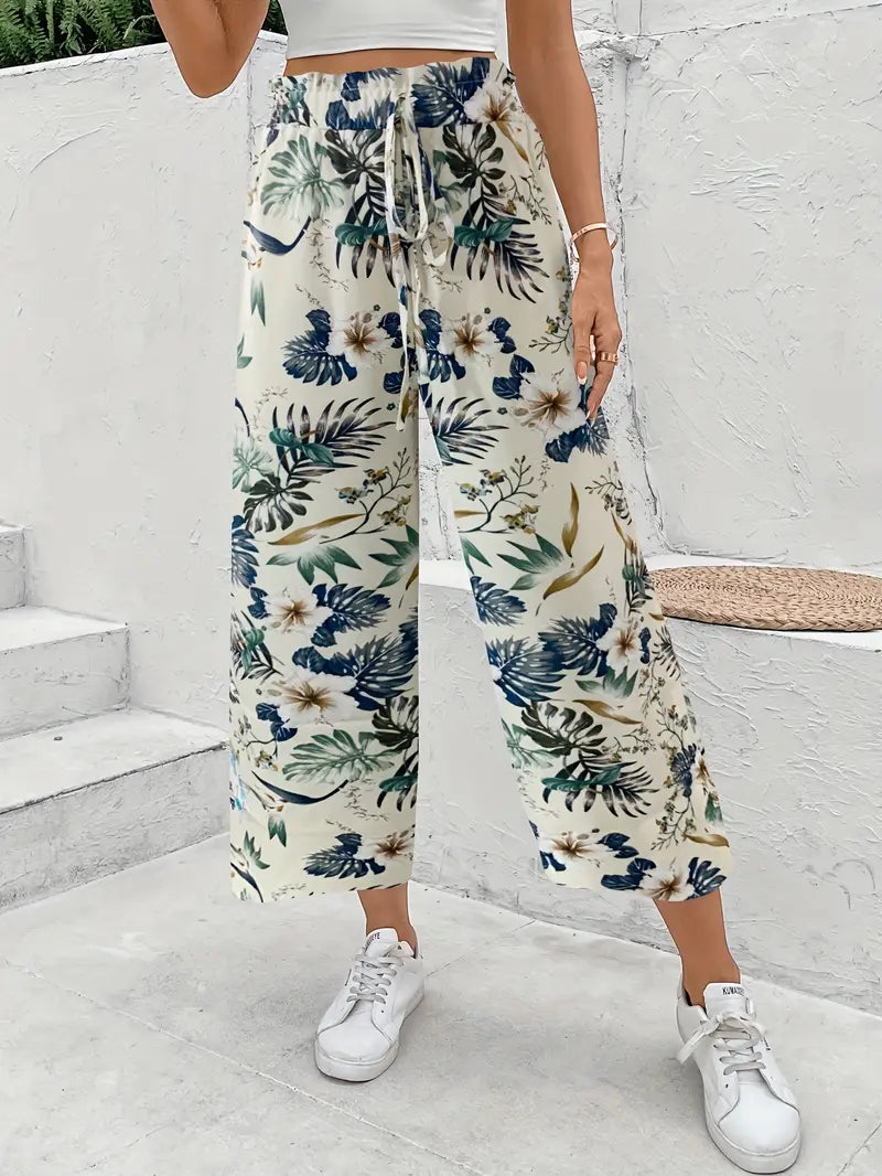 Frida - Wijde damesbroek met tropische print