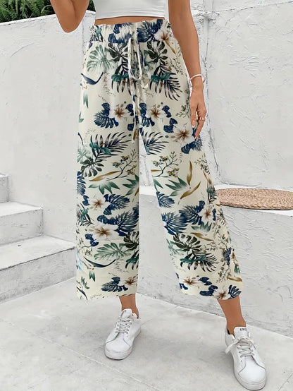 Frida - Wijde damesbroek met tropische print