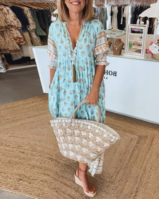 Maude - Dames maxi jurk met boho print