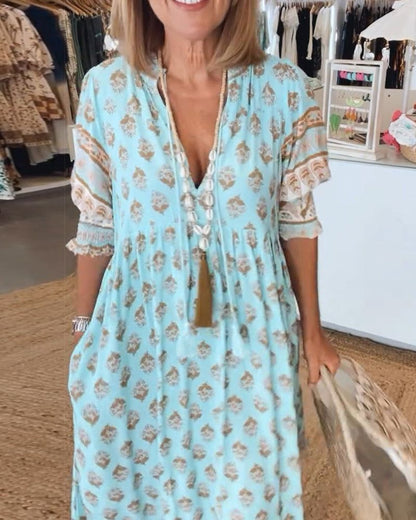 Maude - Dames maxi jurk met boho print