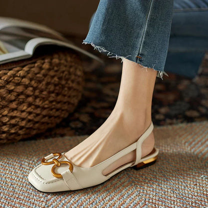 Porzia - Dames slingback instapper met vierkante neus