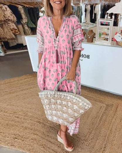 Maude - Dames maxi jurk met boho print