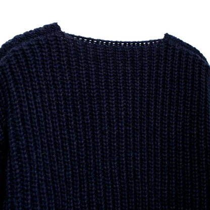 Varmi - Navy gebreid en geknoopt vest met charme