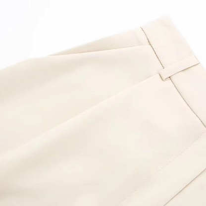 Cassie - Elegance broek met rits aan de voorkant Beige
