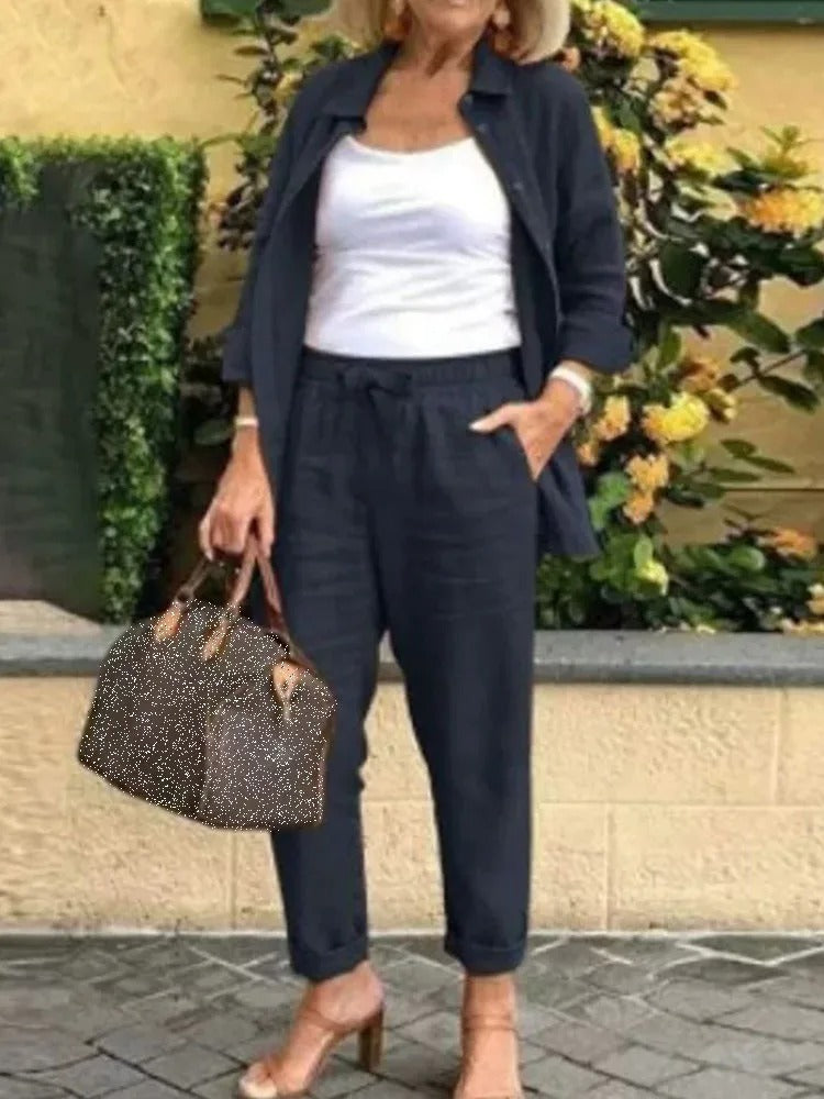 Lila – Luchtige tweedelige linnen zomer set