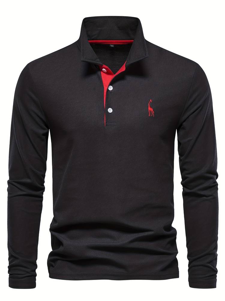 Fredrick - Lange mouwen poloshirt met contrasterende afwerking