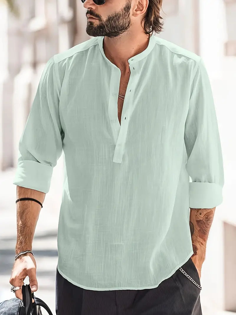 Caulay - Luchtig langemouwen linnen shirt voor mannen