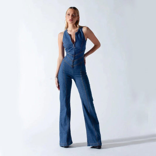 Placidia - Mouwloze jumpsuit met flared pijpen voor dames