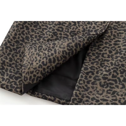 Marga - Luipaard Luxe lange wollen damesjas