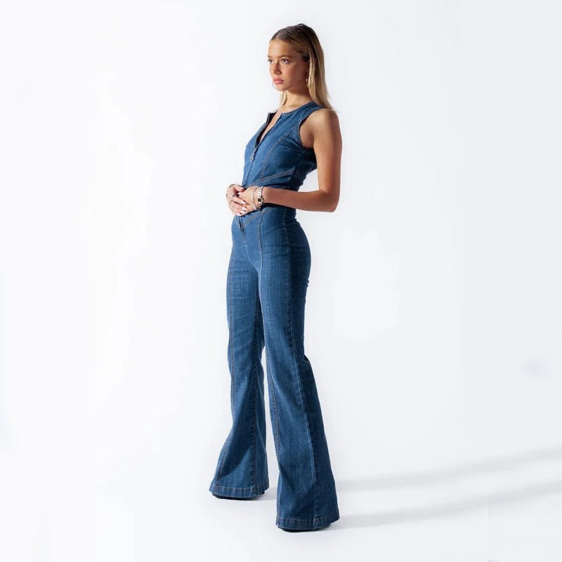 Placidia - Mouwloze jumpsuit met flared pijpen voor dames
