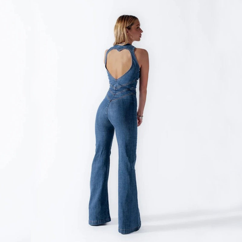 Placidia - Mouwloze jumpsuit met flared pijpen voor dames