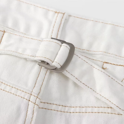 Rabiya - Wijde damesjeans met vintage gesp en hoge taille