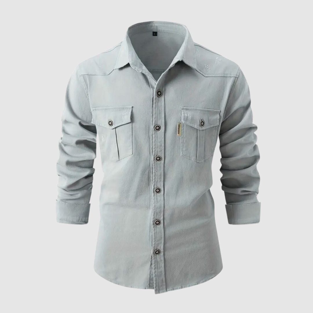 Salvador - Lang mouwen utility shirt met knoopsluiting aan de voorkant